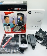 RARE Vintage Motorola V710 Verizon Flip Phone Box Set With Accessories Good