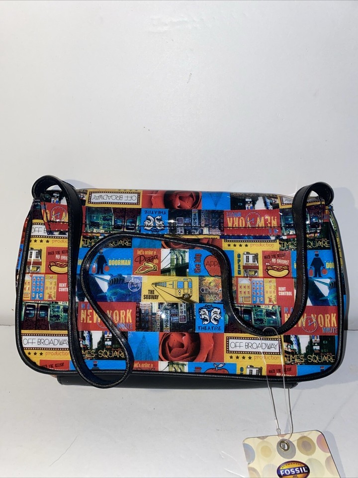 Fossil Vinyl Graphic Purse Metro Broadway Times Square Central Park NWT