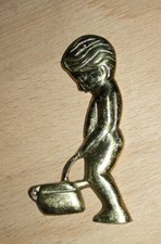 WC Männeken Piss Manneken Pis Toielette Türe Schild Türschild Klo Messing massiv