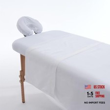 Massage Table Cover Set, Microfiber Material, Pocket-Style Blanket White
