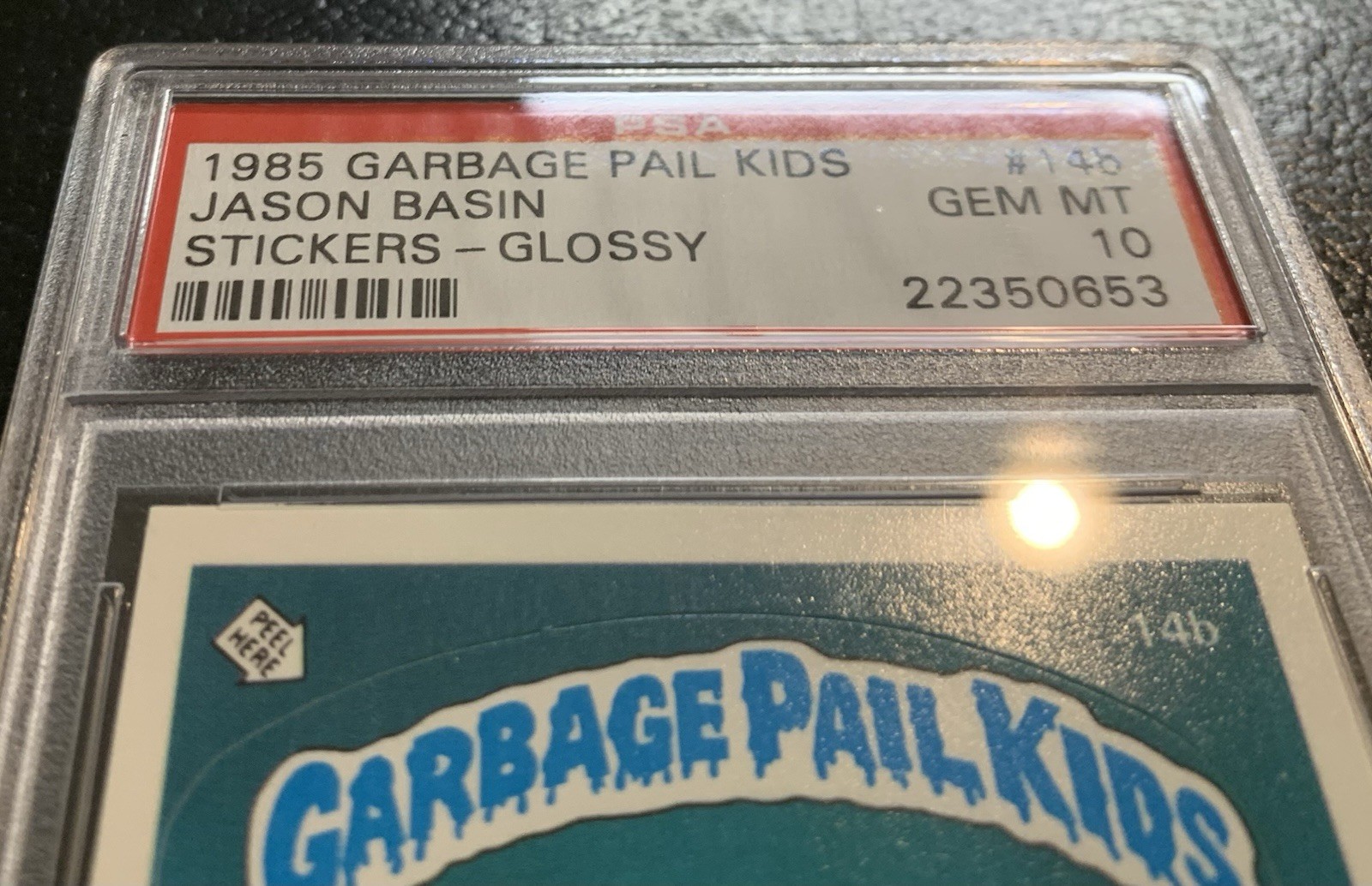 1985 Garbage Pail Kids OS1 Jason Basin 14b PSA 10 GEM MINT-RARE GLOSSY CARD! TWT view 6