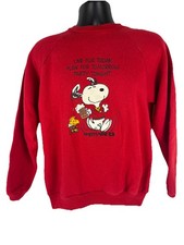 Vintage Peanuts Snoopy Crewneck Sweatshirt XL Red Healthknit Brand 80s Made USA