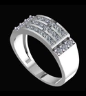 Men's Moissanite Ring 925 Sterling Silver Rectangle Multi Row Wedding Band Sz 9