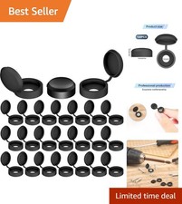 100pcs Black Plastic Screw Cover Caps - Waterproof Hinged Protection for Screws