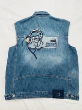 Vintage Y2K SOUTHPOLE Embroidered Denim Vest M Oversized Hip Hop Streetwear