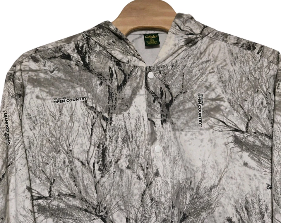 Cabelas Seclusion Open Country Camo Hunting Jacket Lightweight Button Up XL Hood - Image 4 of 4