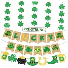 6PCS Pre-strung Happy St Patricks Day Banner, St Patricks Day Green2