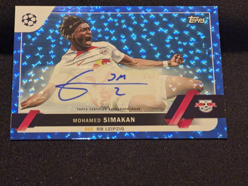 Mohamed Simakan /99 Blue Icy Foil Auto 2022-23 Topps UEFA UCC RB Leipzig