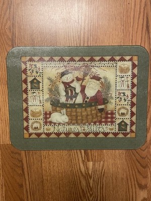 Christmas Holiday Folk Art Cutting Board Kitchen Work Station