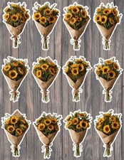 Sunflower Bouquet Die Cut Vinyl Stickers Set Scrapbooking Laptop Waterbottle