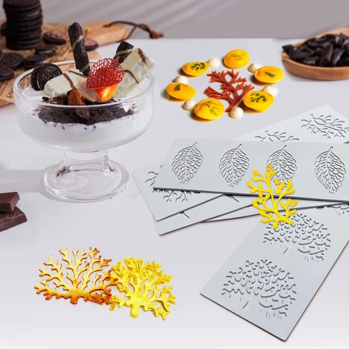 5PCS Stampi Foglie Silicone Cottura Fondente Stampi Tuile, Cavi 3D Grandi, Grigio  - Foto 2 di 6
