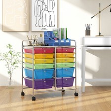 12 Drawers Rolling Cart Storage Multicolor Scrapbook Paper Organizer Office Bins