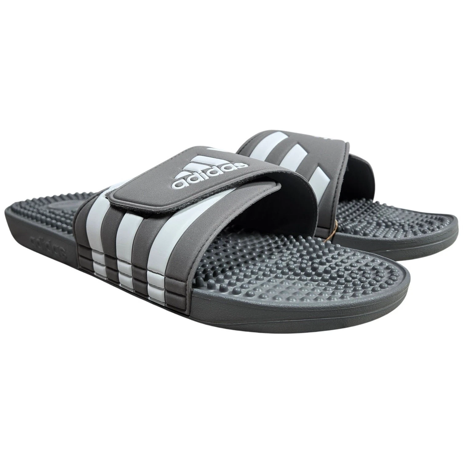 Adidas ADISSAGE Scivoli in Gomma Regolabili Grigio Bianco Uomo 16 Nuovi con scatola