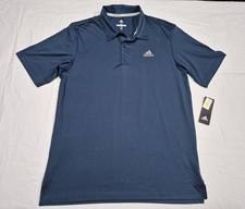 Adidas Mens Pique Heather Blue Short Sleeve Golf Polo -Shirt SZ Medium