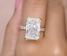 13.50 Ct Radiant Hidden Halo Solitaire Engagement Lab Grown Diamond Ring 14K YG