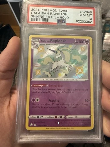 2021 POKEMON SWORD & SHIELD SHINING FATES #SV048 GALARIAN RAPIDASH-HOLO PSA 10