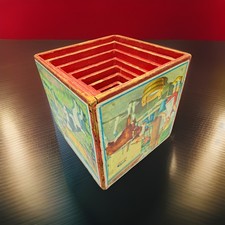 Antique 1920s Wooden Nesting Blocks Set Lithographed Farm Scenes