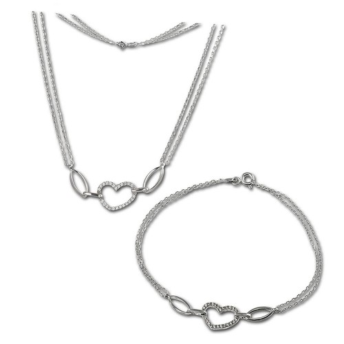 Set Gioielli Donna Argento 925 &ndash; Collana E Bracciale Con Perline Cave 8mm, Ideale Per Regalo (Compleanno, Natale, Festa Della Mamma)