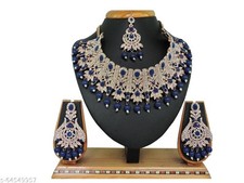 Indian Rose Plated Blue Kundan Choker Necklace Wedding Party Jewelry Set A73