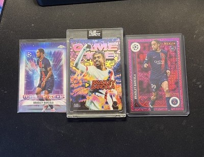 Bradley Barcola Set - Game Time /100, Merlin / 275, Wonderkids insert