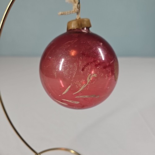 Vintage WWII Pink Unsilvered Christmas Ornament Paper Cap 3" Large Hand Painted - Picture 2 of 5