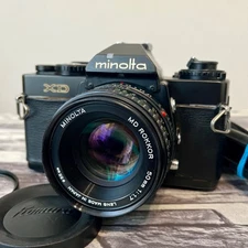 MINOLTA XD SLR 35mm Film Camera Black w/ MD ROKKOR 50mm F1.7 Lens! From Japan