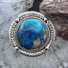 Sterling Silver Southwestern Style Chrysocolla Decorated Ring Sz 8.75 For Women
