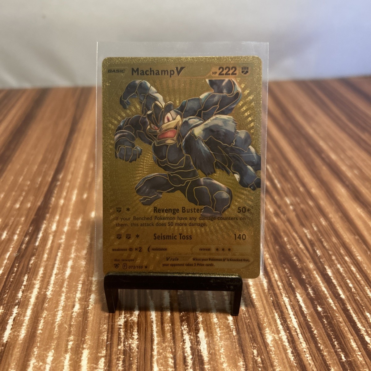 Machamp V Metal Gold Foil Pokemon Card Fan Art Card HP222