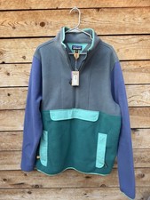 Patagonia unisex colorblock fleece pullover- teal and blue size XL