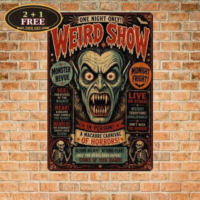 Weird Show Halloween Spooky Magic Party Patio Metal Plaque Sign Decor