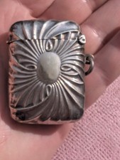 Heavyweight Antique Victorian Sterling Silver Vesta Birmingham 1887 W.J. Holmes 