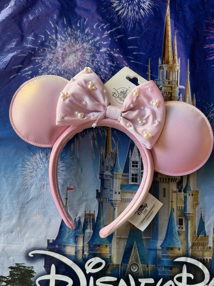 2026 Disney Parks Pink Pearl Minnie Ears Headband Valentine's Day