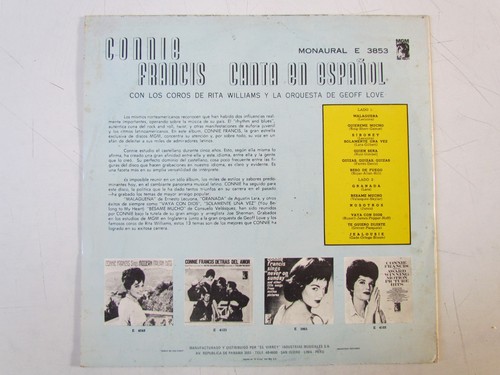 CONNIE FRANCIS - LP SOUTH AMERICA PERU E- 3853 "CANTA EN ESPAÑOL" - Picture 2 of 4