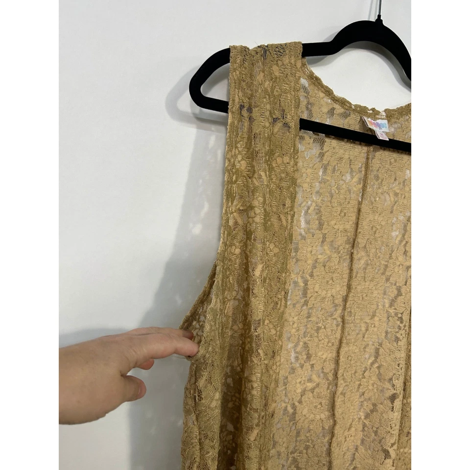 Темно-коричневый кружевной кардиган жилет M богемное наслоение длинный чистый открытый жилет - Изображение 3 из 4