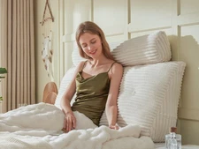 Headboard Wedge Pillow + A Long Neck Roll Pillow Body Pillow，Large Headboard ...