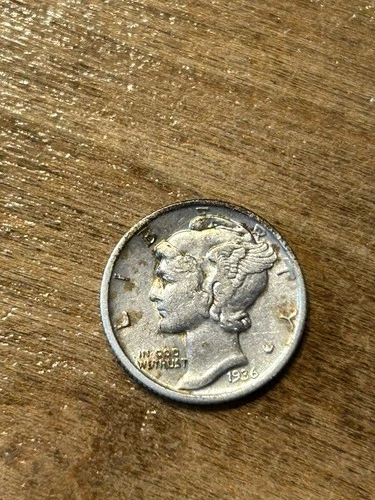 1936 Mercury Dime XF+