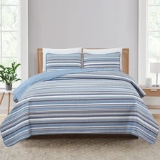 3 Piece Reversible Quilt Set with Shams | All-Season Soft & Lightweight