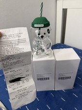 Starbucks France Limited Bearista Straw Glass Cold Cup 20 oz Venti Bears