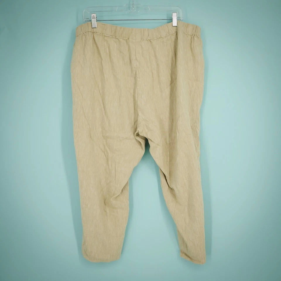 Pantalones de vacaciones recortados J. Jill talla grande 2X lino tostado elástico cintura Foto 3 de 4