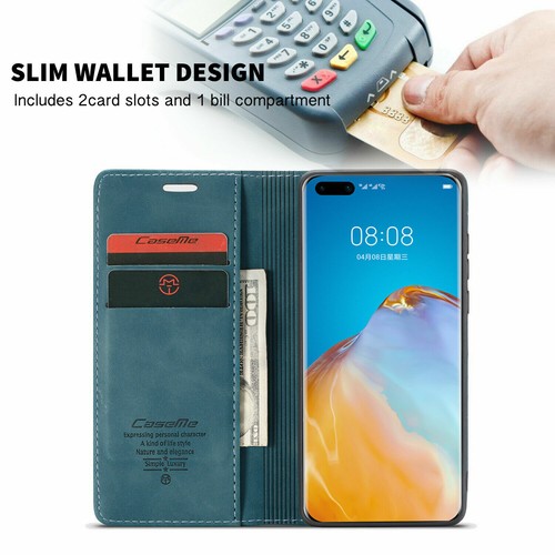 Custodia telefono in pelle per Huawei P50 P40 P30 P20 Pro Lite con tasca scheda - Foto 11 di 17