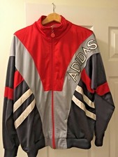 Adidas Track Jacket Zip Up Unisex Rare Vintage Men Size L 80s Hip Hop B Boy VG