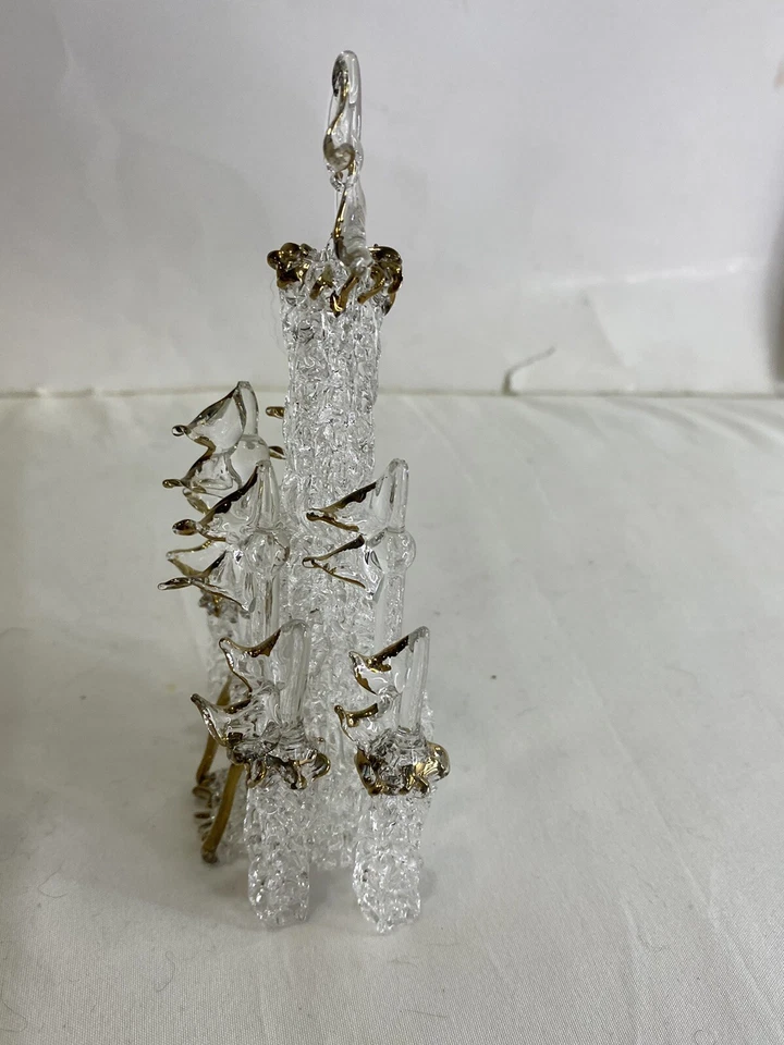 De colección Castillo Boda Pastel Topper Vidrio Soplado Cristal Dorado Vidrio Hilado Foto 3 de 4