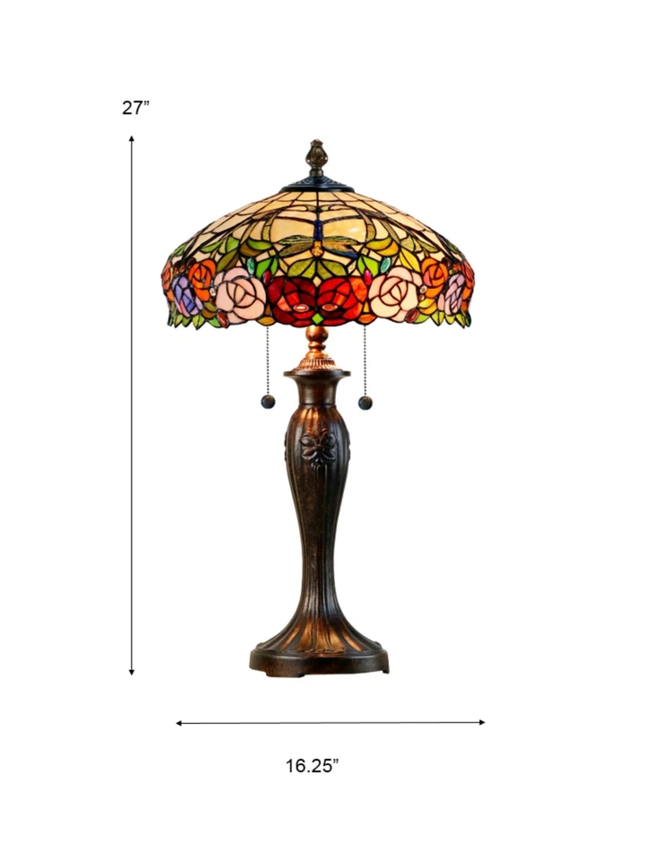 Dale Tiffany TT15097 Zenia Rose Tiffany Table Lamp - Image 4 of 4