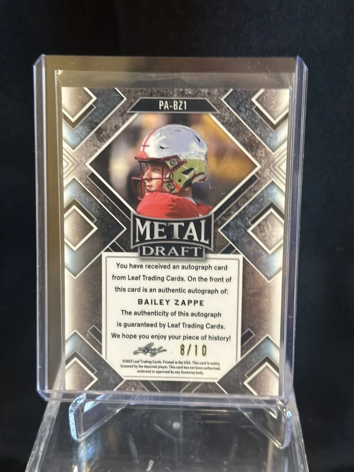 2022 Leaf Metal Draft Bailey Zappe Autograph /10 - Image 2 of 2