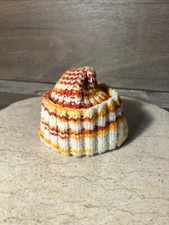 Toddler Kids Knit Beanie IVORY ORANGES CUFFED PREOWNED