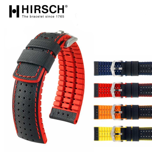HIRSCH ROBBY PERFORMANCE WATCH STRAP BAND 20mm 22mm 24mm RED YELLOW