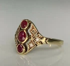 1.50Ct Round Cut Lab-Created Ruby Art Deco Engagement 14K Yellow Gold Finish