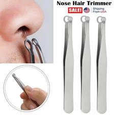 3× Stainless Steel Nose Hair Trimmer Eyebrow Clippers Tweezers Nose Hair Clip US