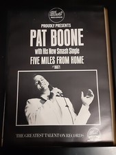 Pat Boone Five Miles From Home Rare Original Promo Poster Ad Framed!