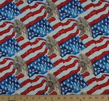 Cotton Flags Eagles Wings of Freedom Cotton Fabric Print by the Yard D302.73